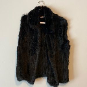 Faux Feather Black Vest